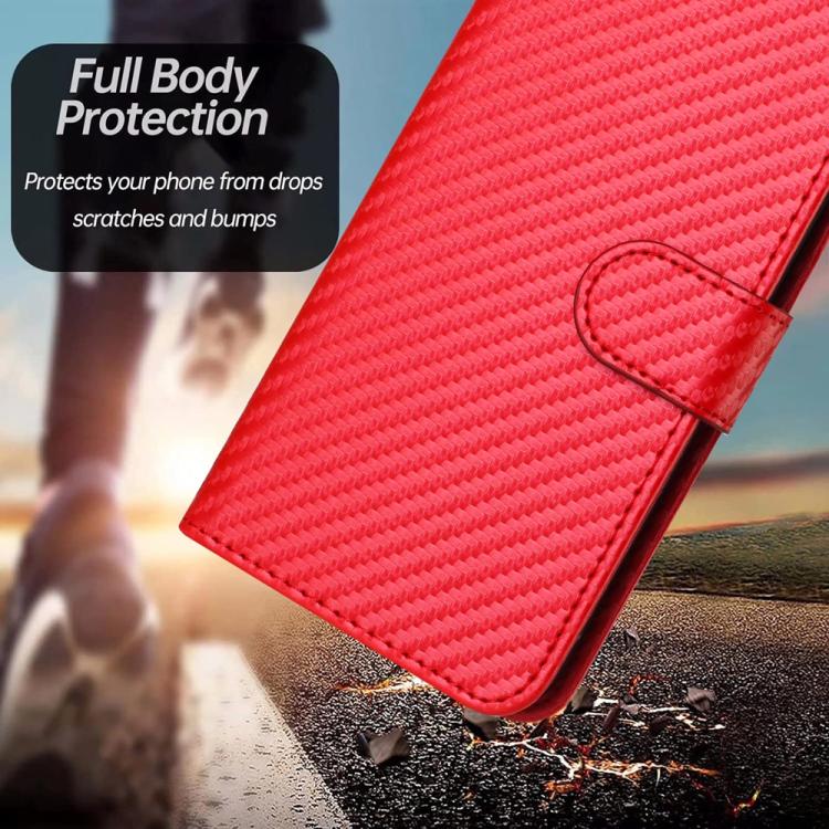 Carbon Fiber Buckle Leather Phone Case with Lanyard, For iPhone 17 Air