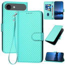 Carbon Fiber Buckle Leather Phone Case with Lanyard, For iPhone 17 Air