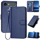 Carbon Fiber Buckle Leather Phone Case with Lanyard, For iPhone 17 Air