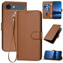 Carbon Fiber Buckle Leather Phone Case with Lanyard, For iPhone 17 Air
