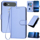 Carbon Fiber Buckle Leather Phone Case with Lanyard, For iPhone 17 Air