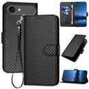 Carbon Fiber Buckle Leather Phone Case with Lanyard, For iPhone 17 Air