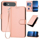 Carbon Fiber Buckle Leather Phone Case with Lanyard, For iPhone 17 Air