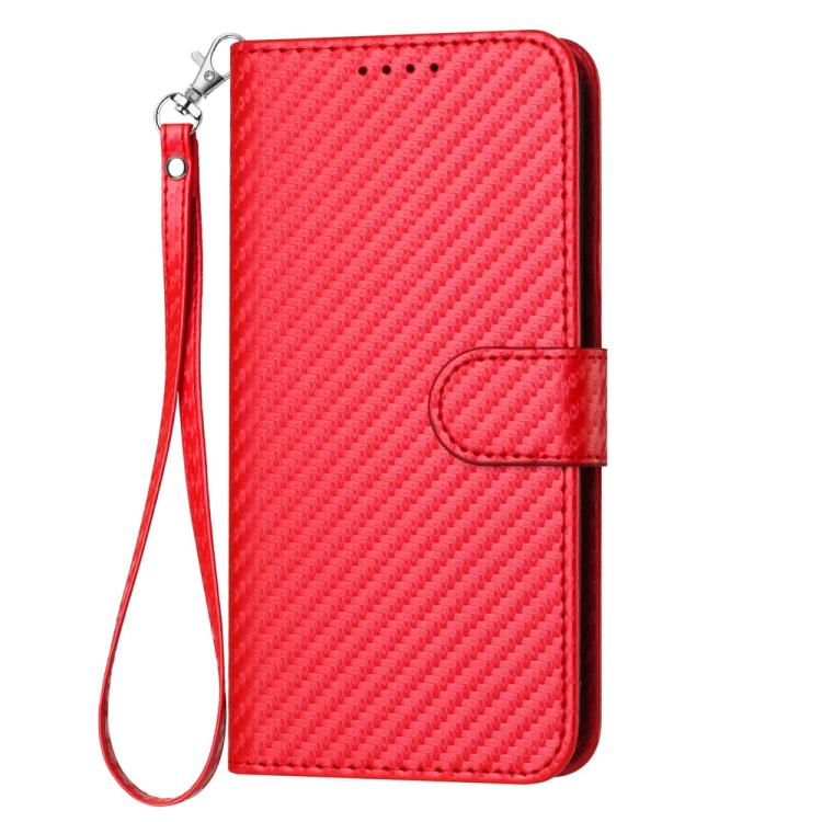 Carbon Fibre Buckle Leather Phone Case with Lanyard  For iPhone 17 Pro