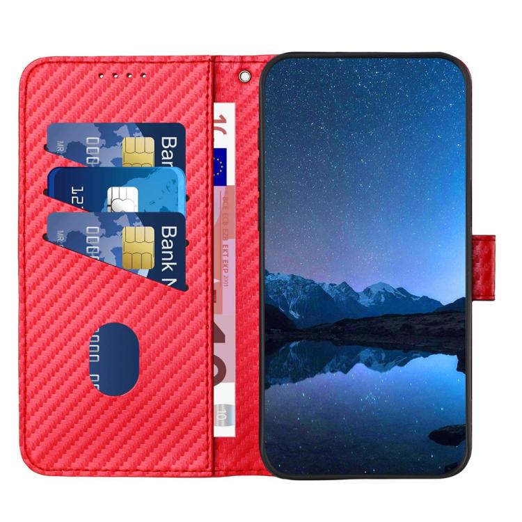 Carbon Fibre Buckle Leather Phone Case with Lanyard  For iPhone 17 Pro