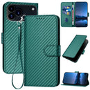 Carbon Fibre Buckle Leather Phone Case with Lanyard For iPhone 17 Pro Max