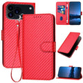 Carbon Fibre Buckle Leather Phone Case with Lanyard  For iPhone 17 Pro