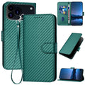 Carbon Fibre Buckle Leather Phone Case with Lanyard  For iPhone 17 Pro