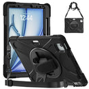 For iPad Air 13 2024 Rotatable Holder Silicone Hybrid PC Tablet Case with Shoulder Strap