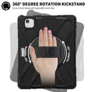 For iPad Air 13 2024 Rotatable Holder Silicone Hybrid PC Tablet Case with Shoulder Strap