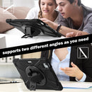 For iPad Air 13 2024 Rotatable Holder Silicone Hybrid PC Tablet Case with Shoulder Strap