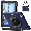 For iPad Air 13 2024 Rotatable Holder Silicone Hybrid PC Tablet Case with Shoulder Strap