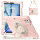 For iPad Air 13 2024 Rotatable Holder Silicone Hybrid PC Tablet Case with Shoulder Strap