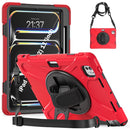 For iPad Air 13 2024 Rotatable Holder Silicone Hybrid PC Tablet Case with Shoulder Strap