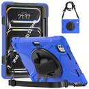 For iPad Air 13 2024 Rotatable Holder Silicone Hybrid PC Tablet Case with Shoulder Strap