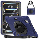 For iPad Air 13 2024 Rotatable Holder Silicone Hybrid PC Tablet Case with Shoulder Strap