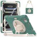 For iPad Air 13 2024 Rotatable Holder Silicone Hybrid PC Tablet Case with Shoulder Strap