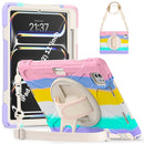 For iPad Air 13 2024 Rotatable Holder Silicone Hybrid PC Tablet Case with Shoulder Strap