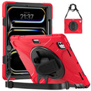 For iPad Air 13 2024 Rotatable Holder Silicone Hybrid PC Tablet Case with Shoulder Strap