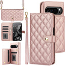 For Google Pixel 9 Pro XL Crossbody Multifunction Rhombic Leather Phone Case