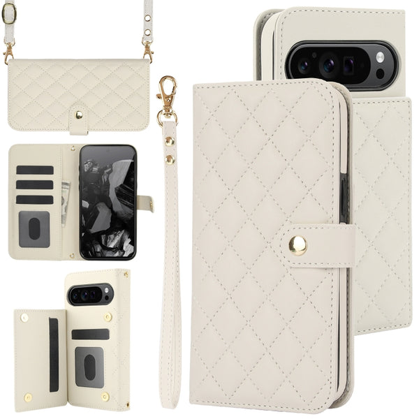 For Google Pixel 8 Pro Crossbody Multifunction Rhombic Leather Phone Case