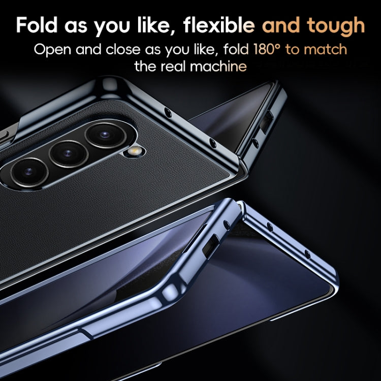 For Samsung Galaxy Z Fold 6 Electroplated Frame Folding PU Phone Case