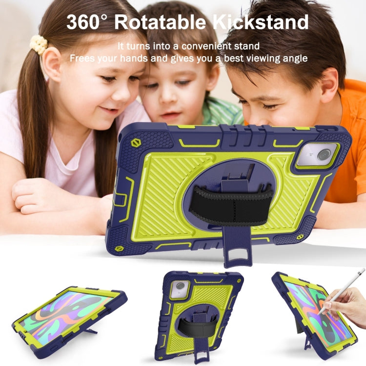 For Lenovo M11 360 Degree Rotation PC Contrast Silicone Tablet Case with strap