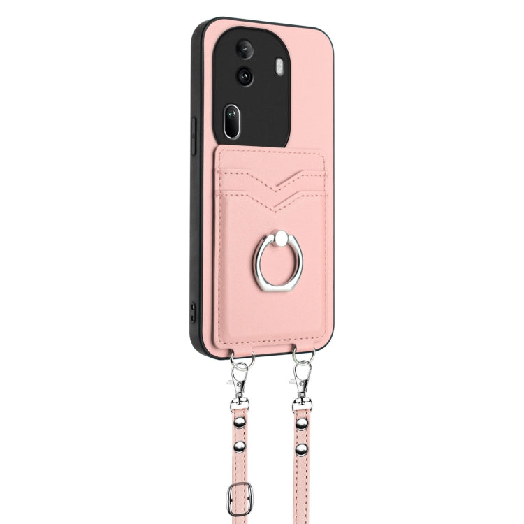 For OPPO Reno 11 Pro Crossbody Rope Ring Card Holder Phone Case