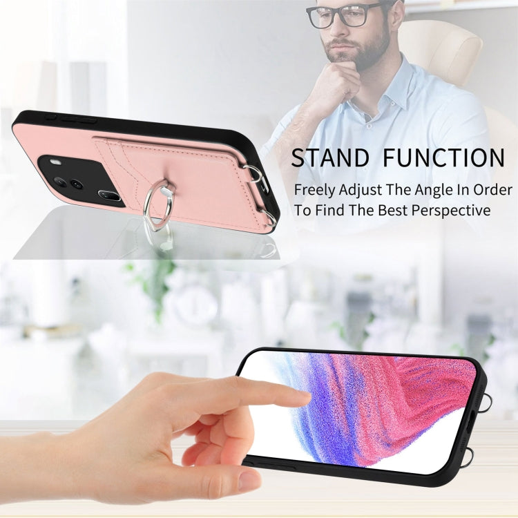 For OPPO Reno 11 Pro Crossbody Rope Ring Card Holder Phone Case