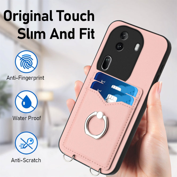 For OPPO Reno 11 Pro Crossbody Rope Ring Card Holder Phone Case