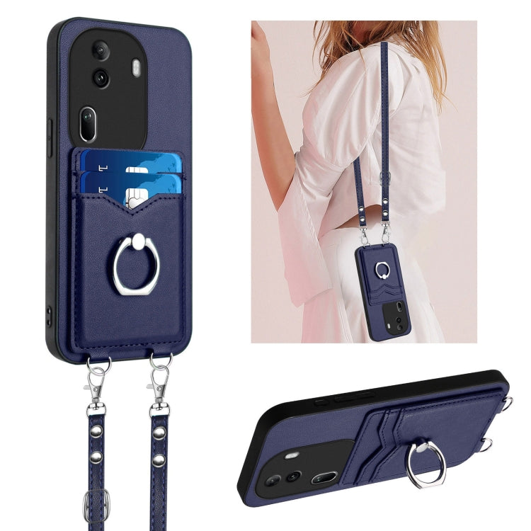 For OPPO Reno 11 Pro Crossbody Rope Ring Card Holder Phone Case