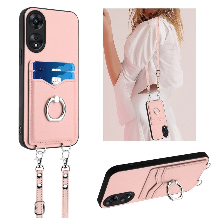 For OPPO Reno 10 Pro 5G Crossbody Rope Ring Card Holder Phone Case