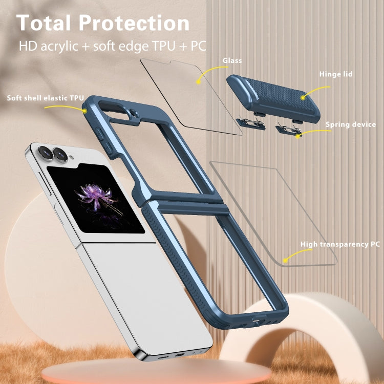 Samsung Galaxy Z Flip 6 Transparent Tempered Glass Shockproof Folding Phone Case with Hinge