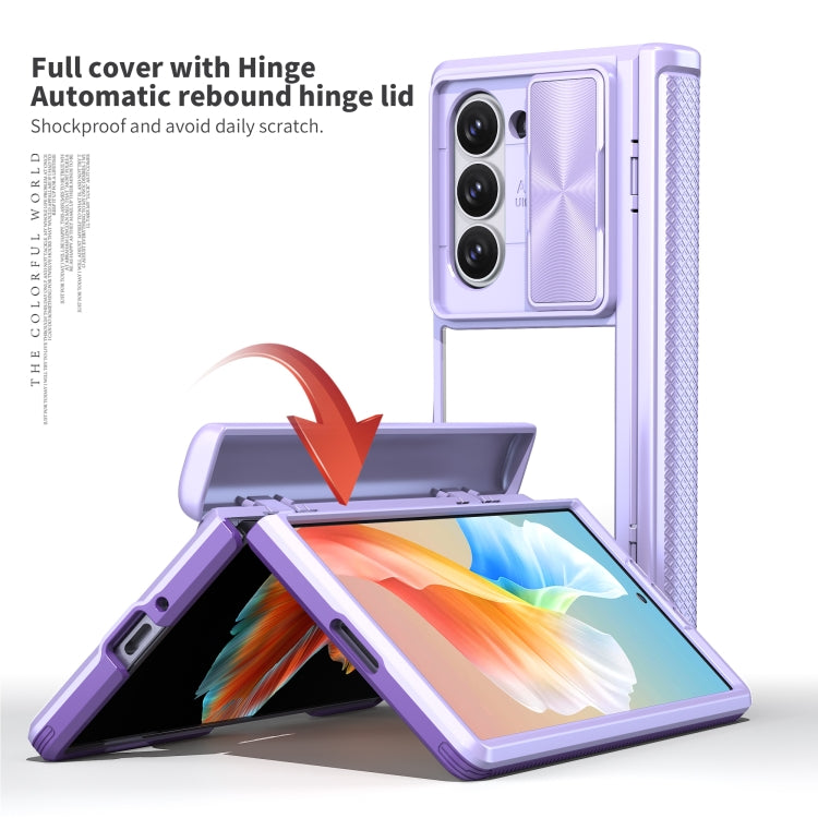 Samsung Galaxy Z Fold 6 Transparent Tempered Glass Shockproof Folding Phone Case with Hinge