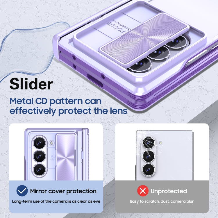 Samsung Galaxy Z Fold 6 Transparent Tempered Glass Shockproof Folding Phone Case with Hinge