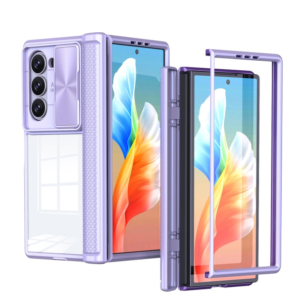 Samsung Galaxy Z Fold 6 Transparent Tempered Glass Shockproof Folding Phone Case with Hinge