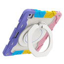 For iPad Air 11 2024 Armor Portable Rotating Ring Holder Silicone Tablet Case with Pen Slot