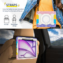 For iPad Air 11 2024 Armor Portable Rotating Ring Holder Silicone Tablet Case with Pen Slot