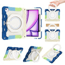 For iPad Air 11 2024 Armor Portable Rotating Ring Holder Silicone Tablet Case with Pen Slot