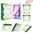For iPad Air 11 2024 Armor Portable Rotating Ring Holder Silicone Tablet Case with Pen Slot