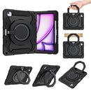 For iPad Air 11 2024 Armor Portable Rotating Ring Holder Silicone Tablet Case with Pen Slot