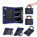 For iPad Air 11 2024 Armor Portable Rotating Ring Holder Silicone Tablet Case with Pen Slot