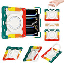 For iPad Air 11 2024 Armor Portable Rotating Ring Holder Silicone Tablet Case with Pen Slot