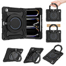 For iPad Air 11 2024 Armor Portable Rotating Ring Holder Silicone Tablet Case with Pen Slot