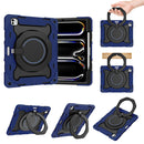 For iPad Air 11 2024 Armor Portable Rotating Ring Holder Silicone Tablet Case with Pen Slot