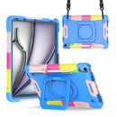 For iPad Air 11 2024 Handle Grip Holder Silicone Hybrid PC Tablet Case with Strap