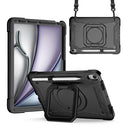 For iPad Air 11 2024 Handle Grip Holder Silicone Hybrid PC Tablet Case with Strap