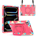For iPad Air 11 2024 Handle Grip Holder Silicone Hybrid PC Tablet Case with Strap