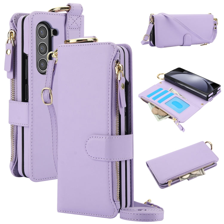 For Samsung Galaxy Z Fold 5 Crossbody Ring Multifunctional Wallet Fold Leather Phone Case