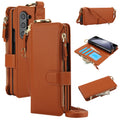 For Samsung Galaxy Z Fold 6 Crossbody Ring Multifunctional Wallet Fold Leather Phone Case